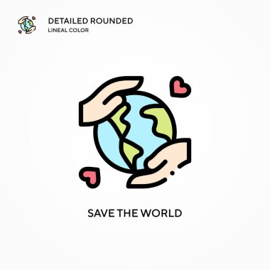 Dünya vektör simgesini kurtar. Modern vektör illüstrasyon kavramları. Düzenlemesi ve kişiselleştirmesi kolay.