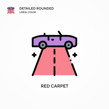 Kırmızı halı vektör simgesi. Modern vektör illüstrasyon kavramları. Düzenlemesi ve kişiselleştirmesi kolay.