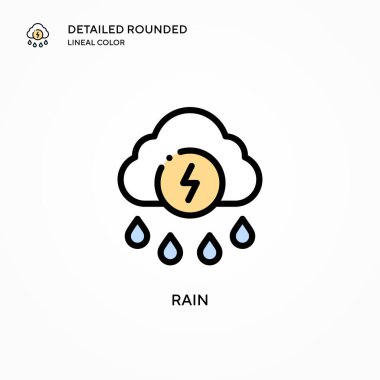 Yağmur vektör simgesi. Modern vektör illüstrasyon kavramları. Düzenlemesi ve kişiselleştirmesi kolay.