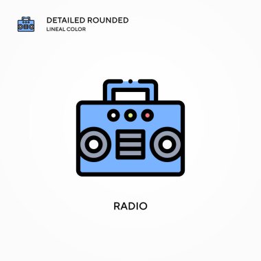 Radyo vektör simgesi. Modern vektör illüstrasyon kavramları. Düzenlemesi ve kişiselleştirmesi kolay.