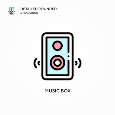 Müzik kutusu vektör simgesi. Modern vektör illüstrasyon kavramları. Düzenlemesi ve kişiselleştirmesi kolay.