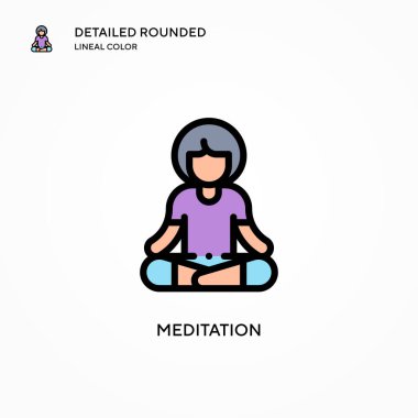 Meditasyon vektör simgesi. Modern vektör illüstrasyon kavramları. Düzenlemesi ve kişiselleştirmesi kolay.