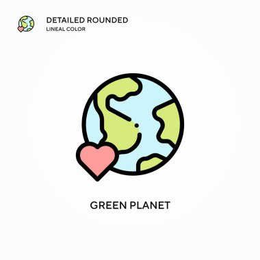 Yeşil gezegen vektör simgesi. Modern vektör illüstrasyon kavramları. Düzenlemesi ve kişiselleştirmesi kolay.