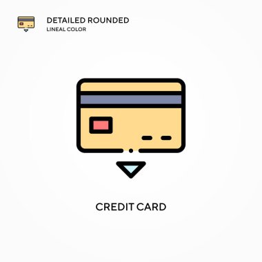 Kredi kartı vektör simgesi. Modern vektör illüstrasyon kavramları. Düzenlemesi ve kişiselleştirmesi kolay.