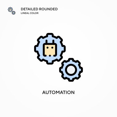Otomasyon vektör simgesi. Modern vektör illüstrasyon kavramları. Düzenlemesi ve kişiselleştirmesi kolay.