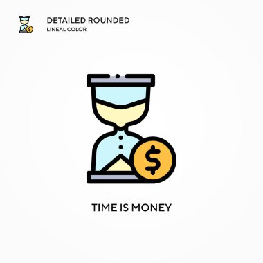 Zaman para vektör simgesidir. Modern vektör illüstrasyon kavramları. Düzenlemesi ve kişiselleştirmesi kolay.