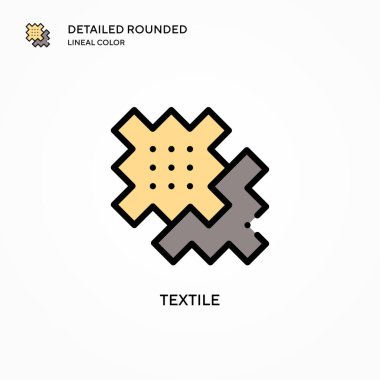 Tekstil vektör simgesi. Modern vektör illüstrasyon kavramları. Düzenlemesi ve kişiselleştirmesi kolay.