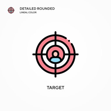 Hedef vektör simgesi. Modern vektör illüstrasyon kavramları. Düzenlemesi ve kişiselleştirmesi kolay.