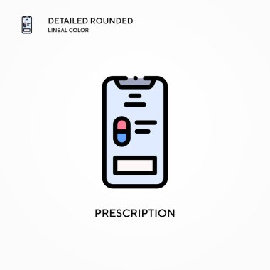 Reçete vektör simgesi. Modern vektör illüstrasyon kavramları. Düzenlemesi ve kişiselleştirmesi kolay.