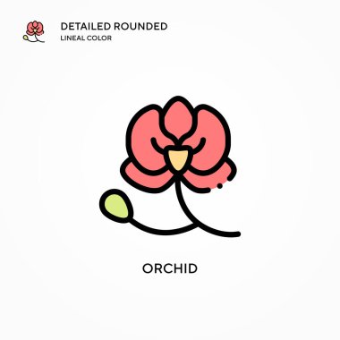 Orkide vektör simgesi. Modern vektör illüstrasyon kavramları. Düzenlemesi ve kişiselleştirmesi kolay.