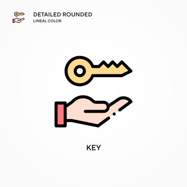 Anahtar vektör simgesi. Modern vektör illüstrasyon kavramları. Düzenlemesi ve kişiselleştirmesi kolay.