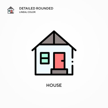 Ev vektör simgesi. Modern vektör illüstrasyon kavramları. Düzenlemesi ve kişiselleştirmesi kolay.