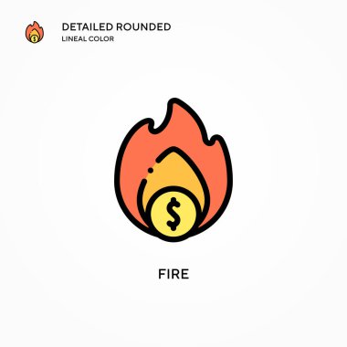 Vektör simgesini ateşle. Modern vektör illüstrasyon kavramları. Düzenlemesi ve kişiselleştirmesi kolay.