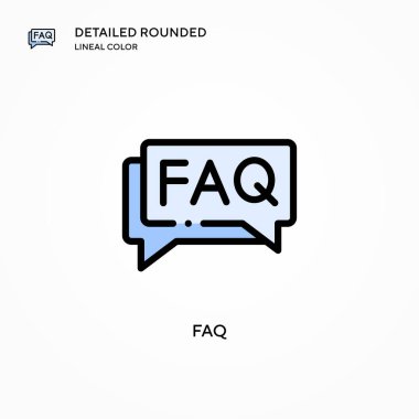 Faq vektör simgesi. Modern vektör illüstrasyon kavramları. Düzenlemesi ve kişiselleştirmesi kolay.