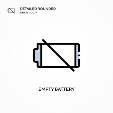 Boş pil vektör simgesi. Modern vektör illüstrasyon kavramları. Düzenlemesi ve kişiselleştirmesi kolay.