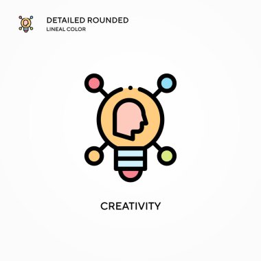 Yaratıcılık vektör simgesi. Modern vektör illüstrasyon kavramları. Düzenlemesi ve kişiselleştirmesi kolay.