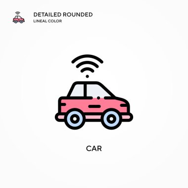 Araba vektör simgesi. Modern vektör illüstrasyon kavramları. Düzenlemesi ve kişiselleştirmesi kolay.