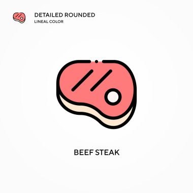 Biftek vektör ikonu. Modern vektör illüstrasyon kavramları. Düzenlemesi ve kişiselleştirmesi kolay.
