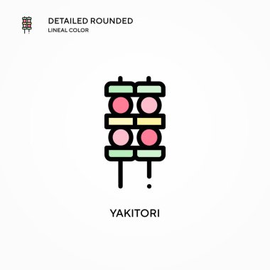 Yakitori vektör simgesi. Modern vektör illüstrasyon kavramları. Düzenlemesi ve kişiselleştirmesi kolay.