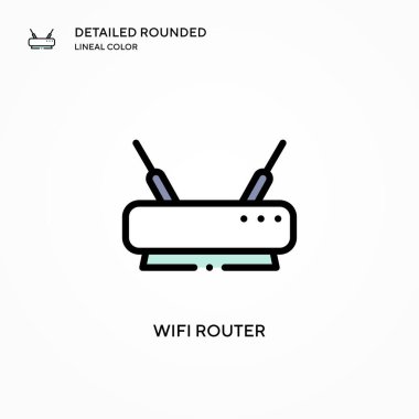 Wifi router vektör simgesi. Modern vektör illüstrasyon kavramları. Düzenlemesi ve kişiselleştirmesi kolay.