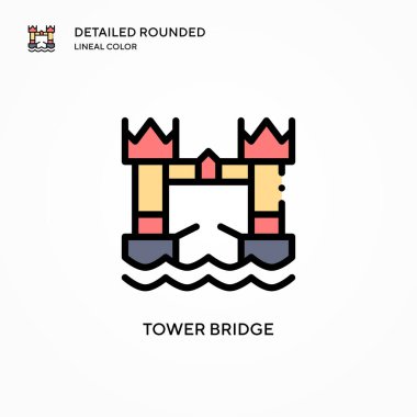 Kule köprüsü vektör simgesi. Modern vektör illüstrasyon kavramları. Düzenlemesi ve kişiselleştirmesi kolay.