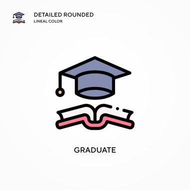 Mezuniyet vektör simgesi. Modern vektör illüstrasyon kavramları. Düzenlemesi ve kişiselleştirmesi kolay.