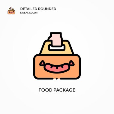 Yiyecek paketi vektör simgesi. Modern vektör illüstrasyon kavramları. Düzenlemesi ve kişiselleştirmesi kolay.
