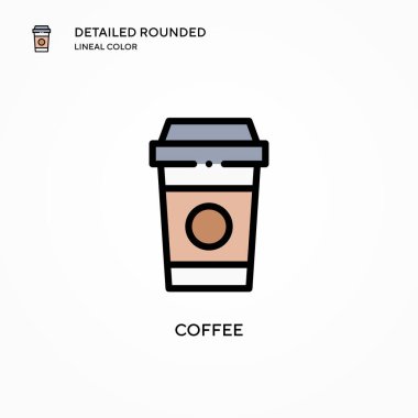 Kahve vektörü ikonu. Modern vektör illüstrasyon kavramları. Düzenlemesi ve kişiselleştirmesi kolay.