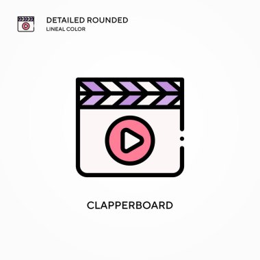 Alkış tahtası vektör simgesi. Modern vektör illüstrasyon kavramları. Düzenlemesi ve kişiselleştirmesi kolay.