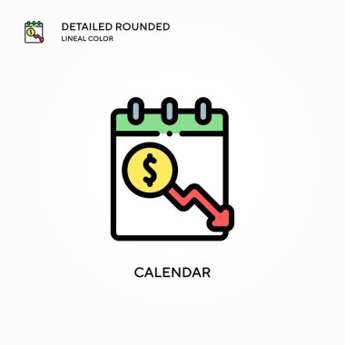 Takvim vektör simgesi. Modern vektör illüstrasyon kavramları. Düzenlemesi ve kişiselleştirmesi kolay.