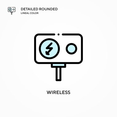 Kablosuz vektör simgesi. Modern vektör illüstrasyon kavramları. Düzenlemesi ve kişiselleştirmesi kolay.