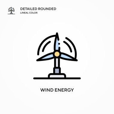Rüzgar enerjisi vektör simgesi. Modern vektör illüstrasyon kavramları. Düzenlemesi ve kişiselleştirmesi kolay.