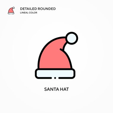 Noel Baba şapkası vektör simgesi. Modern vektör illüstrasyon kavramları. Düzenlemesi ve kişiselleştirmesi kolay.