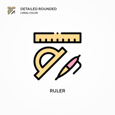 Cetvel vektör simgesi. Modern vektör illüstrasyon kavramları. Düzenlemesi ve kişiselleştirmesi kolay.