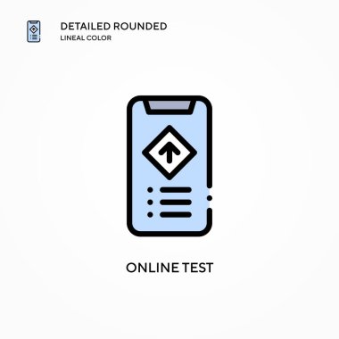 Çevrimiçi test vektör simgesi. Modern vektör illüstrasyon kavramları. Düzenlemesi ve kişiselleştirmesi kolay.