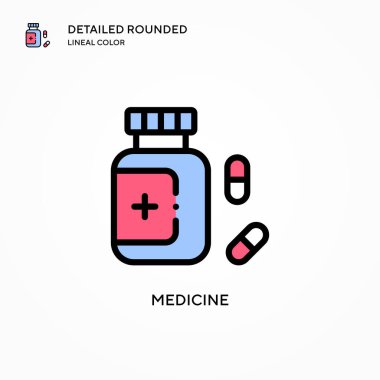 İlaç vektör simgesi. Modern vektör illüstrasyon kavramları. Düzenlemesi ve kişiselleştirmesi kolay.