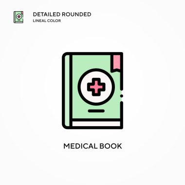 Tıbbi kitap vektör ikonu. Modern vektör illüstrasyon kavramları. Düzenlemesi ve kişiselleştirmesi kolay.