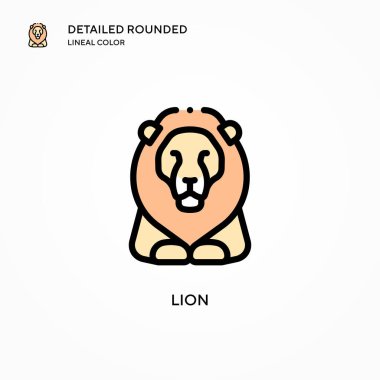 Aslan vektör simgesi. Modern vektör illüstrasyon kavramları. Düzenlemesi ve kişiselleştirmesi kolay.