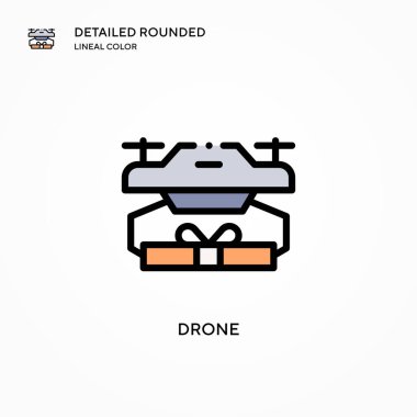Drone vektör simgesi. Modern vektör illüstrasyon kavramları. Düzenlemesi ve kişiselleştirmesi kolay.