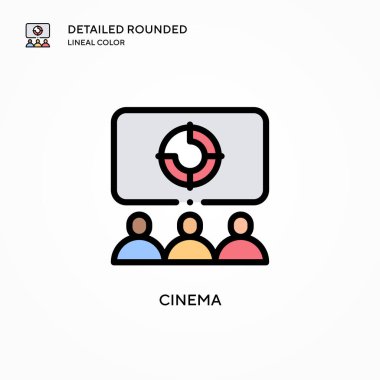 Sinema vektör simgesi. Modern vektör illüstrasyon kavramları. Düzenlemesi ve kişiselleştirmesi kolay.