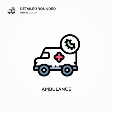 Ambulans vektör simgesi. Modern vektör illüstrasyon kavramları. Düzenlemesi ve kişiselleştirmesi kolay.