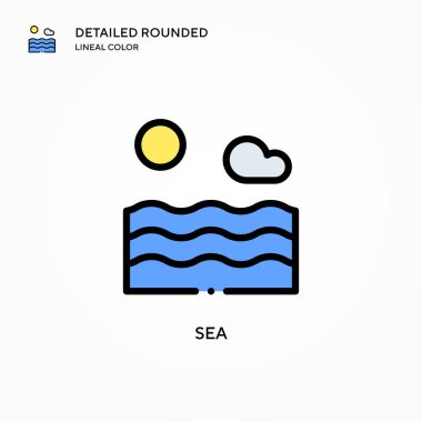Deniz vektör simgesi. Modern vektör illüstrasyon kavramları. Düzenlemesi ve kişiselleştirmesi kolay.