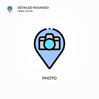 Fotoğraf vektör simgesi. Modern vektör illüstrasyon kavramları. Düzenlemesi ve kişiselleştirmesi kolay.