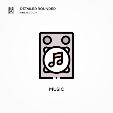 Müzik vektörü simgesi. Modern vektör illüstrasyon kavramları. Düzenlemesi ve kişiselleştirmesi kolay.