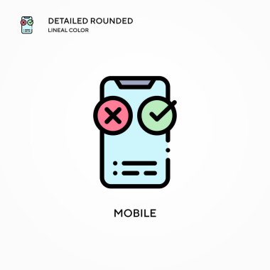 Mobil vektör simgesi. Modern vektör illüstrasyon kavramları. Düzenlemesi ve kişiselleştirmesi kolay.