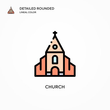 Kilise vektör ikonu. Modern vektör illüstrasyon kavramları. Düzenlemesi ve kişiselleştirmesi kolay.