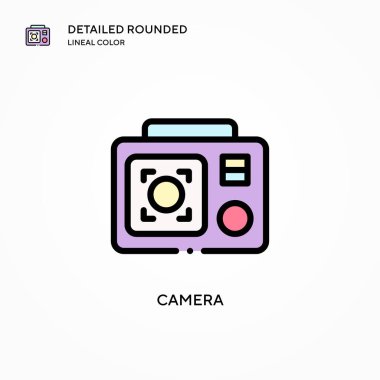 Kamera vektör simgesi. Modern vektör illüstrasyon kavramları. Düzenlemesi ve kişiselleştirmesi kolay.