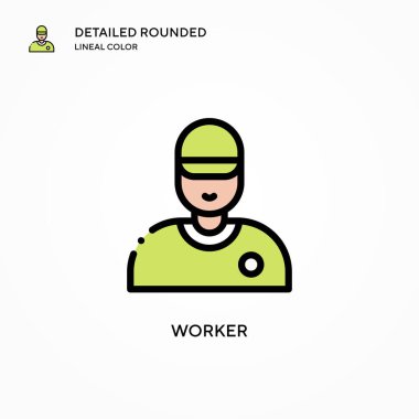 İşçi vektör simgesi. Modern vektör illüstrasyon kavramları. Düzenlemesi ve kişiselleştirmesi kolay.