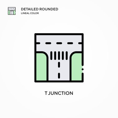 T bağlantı noktası vektör simgesi. Modern vektör illüstrasyon kavramları. Düzenlemesi ve kişiselleştirmesi kolay.