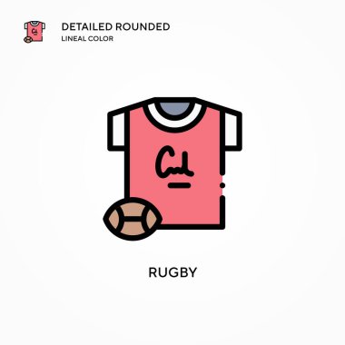 Rugby vektör simgesi. Modern vektör illüstrasyon kavramları. Düzenlemesi ve kişiselleştirmesi kolay.